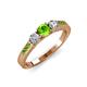 3 - Ayaka Peridot and Diamond Three Stone with Side Peridot Ring 