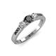 3 - Ayaka Black and White Diamond Three Stone with Side Black Diamond Ring 