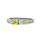 1 - Ayaka Yellow and White Diamond Three Stone with Side Yellow Diamond Ring 