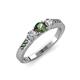 3 - Ayaka Diamond and Lab Created Alexandrite Three Stone with Side Lab Created Alexandrite Ring 