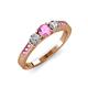 3 - Ayaka Pink Sapphire and Diamond Three Stone with Side Pink Sapphire Ring 
