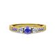 2 - Ayaka Tanzanite and Diamond Three Stone with Side Tanzanite Ring 