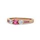 1 - Ayaka Pink Tourmaline and Diamond Three Stone with Side Pink Tourmaline Ring 