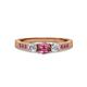 2 - Ayaka Pink Tourmaline and Diamond Three Stone with Side Pink Tourmaline Ring 