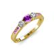 3 - Ayaka Amethyst and Diamond Three Stone with Side Amethyst Ring 