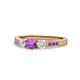 1 - Ayaka Amethyst and Diamond Three Stone with Side Amethyst Ring 