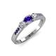 3 - Ayaka Iolite and Diamond Three Stone with Side Iolite Ring 