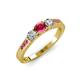 3 - Ayaka Rhodolite Garnet and Diamond Three Stone with Side Rhodolite Garnet Ring 