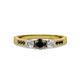 2 - Ayaka Black and White Diamond Three Stone with Side Black Diamond Ring 