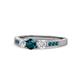 1 - Ayaka London Blue Topaz and Diamond Three Stone with Side London Blue Topaz Ring 