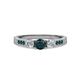 2 - Ayaka London Blue Topaz and Diamond Three Stone with Side London Blue Topaz Ring 