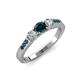 3 - Ayaka London Blue Topaz and Diamond Three Stone with Side London Blue Topaz Ring 