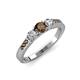 3 - Ayaka Smoky Quartz and Diamond Three Stone with Side Smoky Quartz Ring 