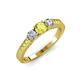 3 - Ayaka Yellow and White Diamond Three Stone with Side Yellow Diamond Ring 