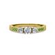 2 - Ayaka Diamond Three Stone with Side Green Garnet Ring 