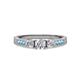 2 - Ayaka Diamond Three Stone with Side Blue Topaz Ring 
