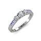 3 - Ayaka Diamond Three Stone with Side Tanzanite Ring 