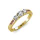 3 - Ayaka Diamond Three Stone with Side Pink Tourmaline Ring 