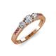 3 - Ayaka Diamond Three Stone with Side Pink Tourmaline Ring 