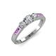 3 - Ayaka Diamond Three Stone with Side Amethyst Ring 