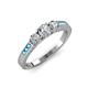 3 - Ayaka Diamond Three Stone with Side Blue Topaz Ring 