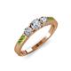 3 - Ayaka Diamond Three Stone with Side Peridot Ring 