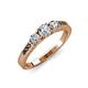 3 - Ayaka Diamond Three Stone with Side Black Diamond Ring 