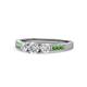 1 - Ayaka Diamond Three Stone with Side Green Garnet Ring 