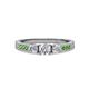2 - Ayaka Diamond Three Stone with Side Green Garnet Ring 
