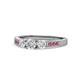1 - Ayaka Diamond Three Stone with Side Pink Tourmaline Ring 