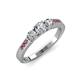 3 - Ayaka Diamond Three Stone with Side Pink Tourmaline Ring 