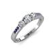 3 - Ayaka Diamond Three Stone with Side Iolite Ring 