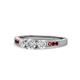 1 - Ayaka Diamond Three Stone with Side Red Garnet Ring 