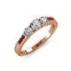 3 - Ayaka Diamond Three Stone with Side Red Garnet Ring 