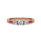 2 - Ayaka Diamond Three Stone with Side Ruby Ring 