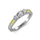 3 - Ayaka Diamond Three Stone with Side Yellow Diamond Ring 