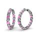 1 - Carisa 11.52 ctw (4.50 mm) Inside Outside Round Lab Created Pink Sapphire and Lab Grown Diamond Eternity Hoop Earrings 