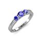 4 - Ayaka Tanzanite Three Stone with Side Diamond Ring 