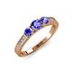 4 - Ayaka Tanzanite Three Stone with Side Diamond Ring 