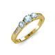 4 - Ayaka Aquamarine Three Stone with Side Diamond Ring 