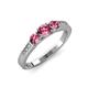 4 - Ayaka Pink Tourmaline Three Stone with Side Diamond Ring 