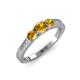 4 - Ayaka Citrine Three Stone with Side Diamond Ring 