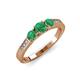 4 - Ayaka Emerald Three Stone with Side Diamond Ring 