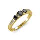 4 - Ayaka Black Diamond Three Stone with Side Diamond Ring 