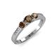 4 - Ayaka Smoky Quartz Three Stone with Side Diamond Ring 