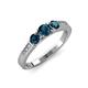 4 - Ayaka Blue Diamond Three Stone with Side Diamond Ring 