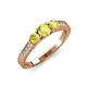 4 - Ayaka Yellow Diamond Three Stone with Side Diamond Ring 