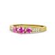 1 - Ayaka Pink Sapphire Three Stone with Side Diamond Ring 