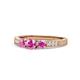 1 - Ayaka Pink Sapphire Three Stone with Side Diamond Ring 