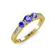 4 - Ayaka Tanzanite Three Stone with Side Diamond Ring 